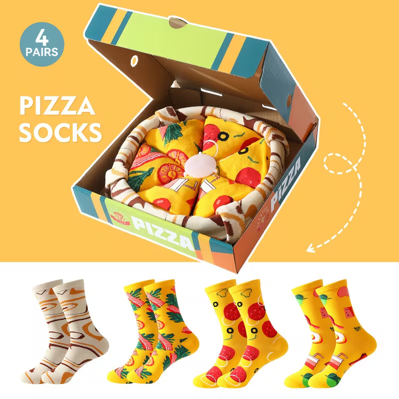 4 Pairs of Novel and Interesting Pizza Socks