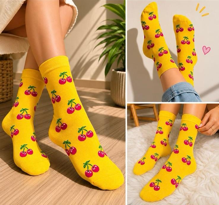 1 pair cherry socks