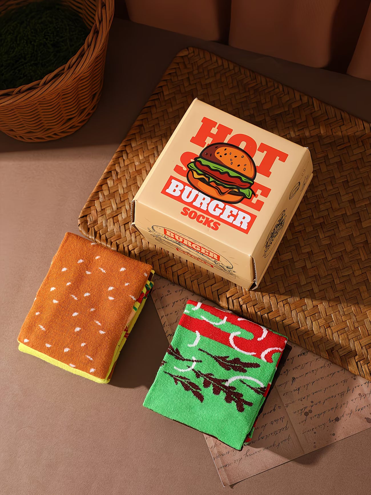 2 Pairs Hamburger Socks
