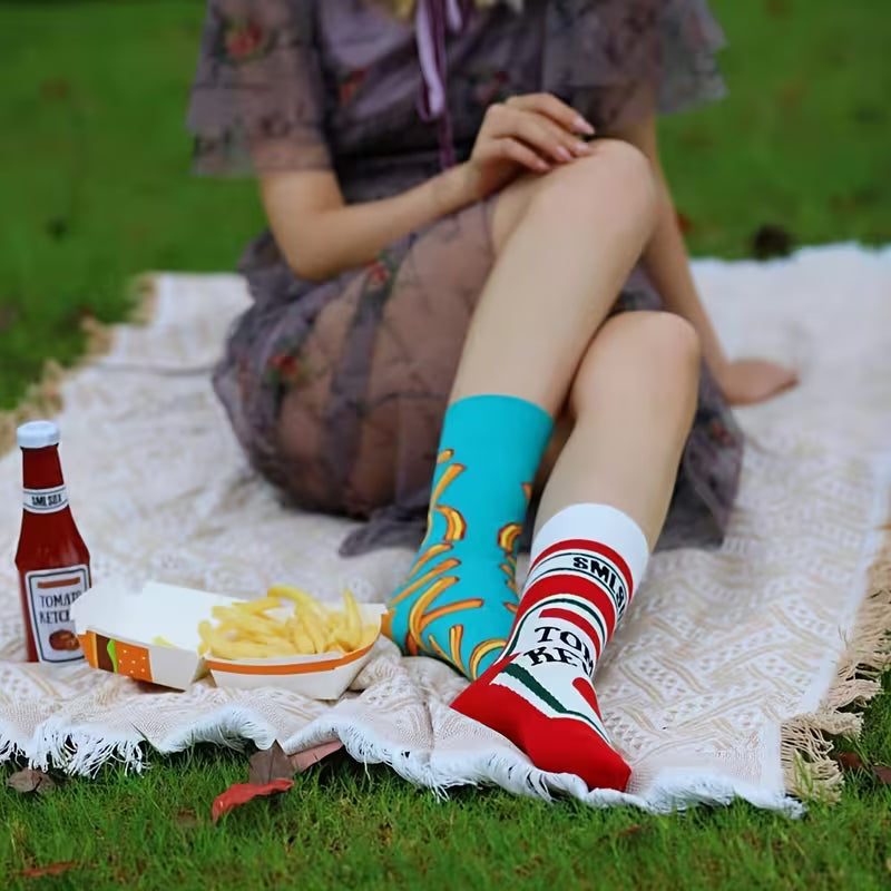 One pair Ketchup and Fries Socks