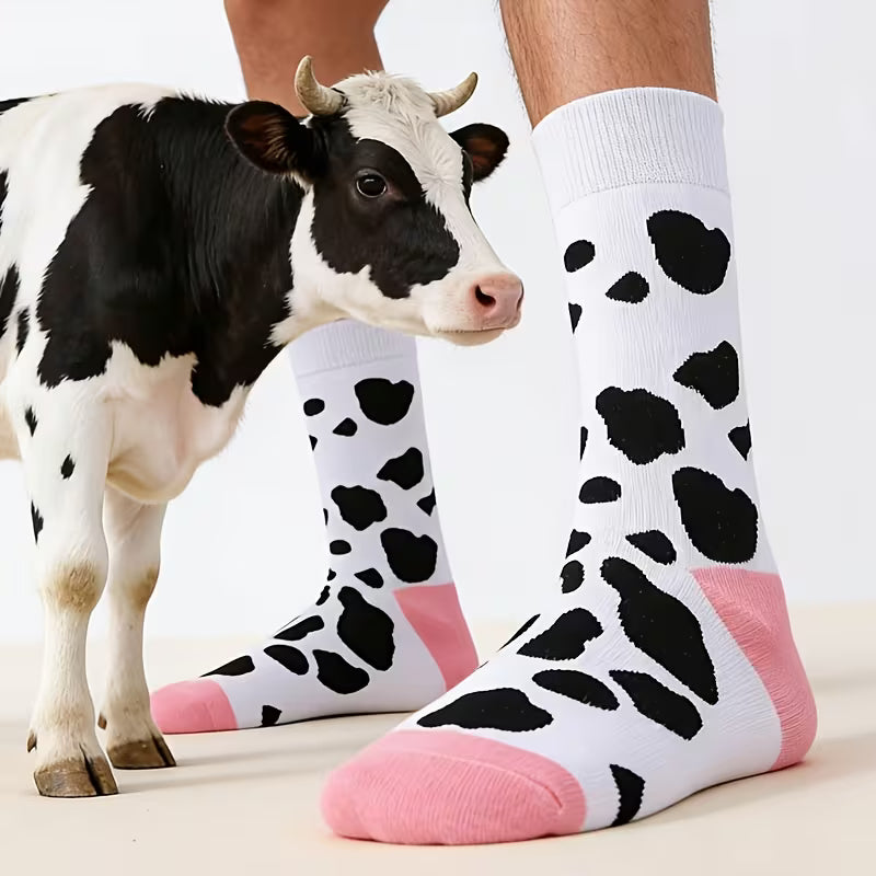 One Pair of Socks, Black and White Cow Print