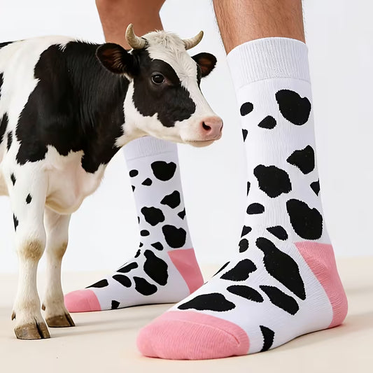 One Pair of Socks, Black and White Cow Print