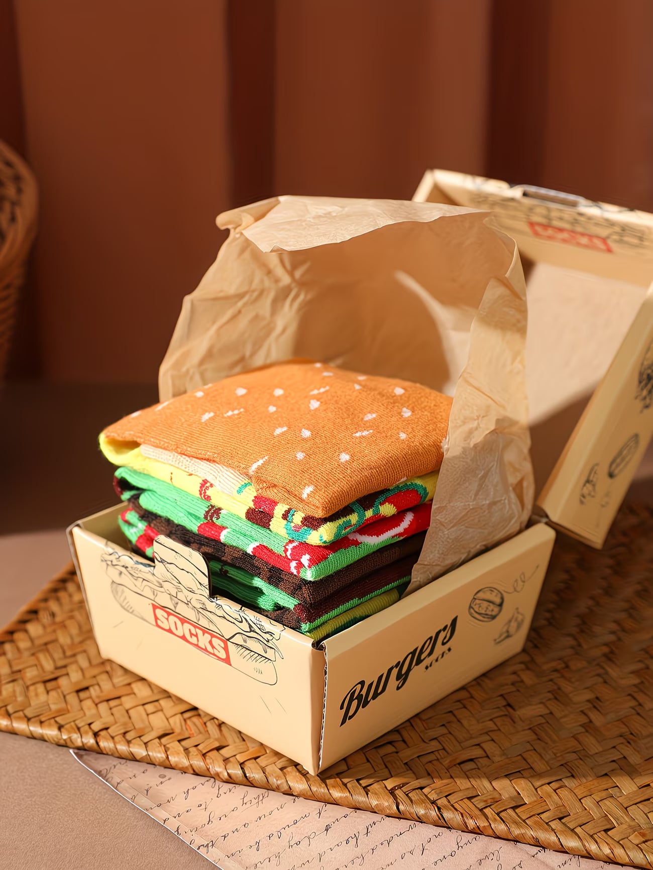 2 Pairs Hamburger Socks
