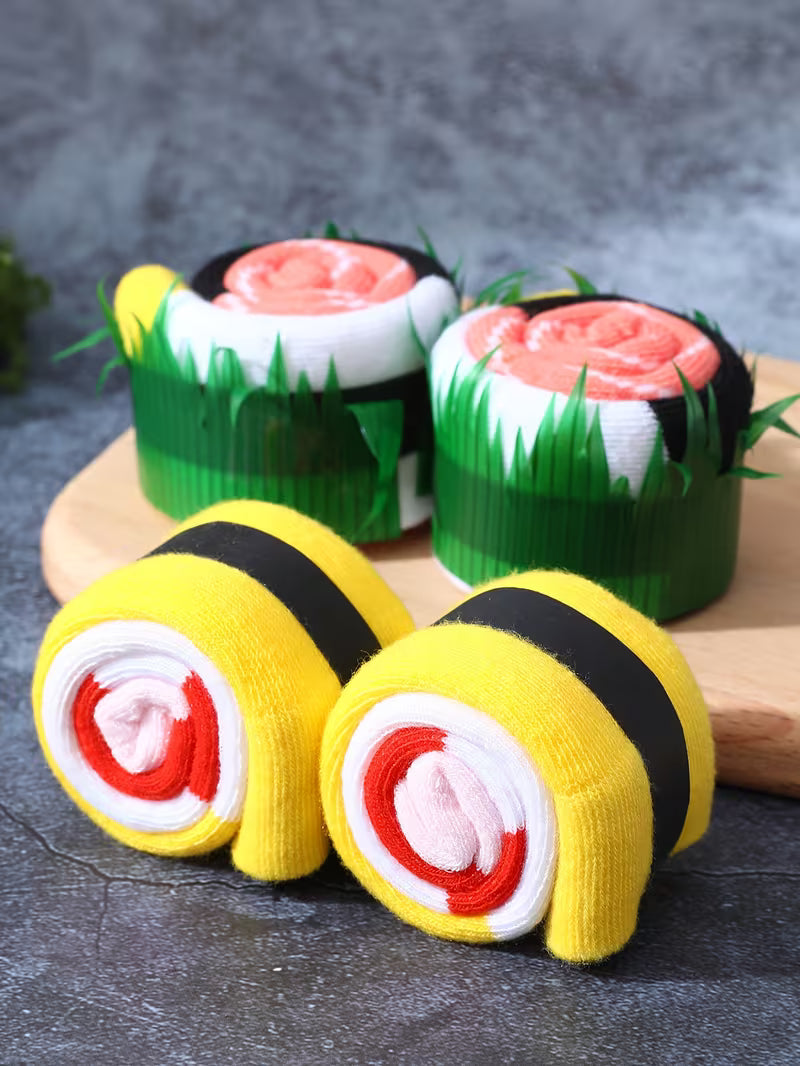 5 Pairs of Cute Outdoor Sushi Gift Box Mid-Calf Socks