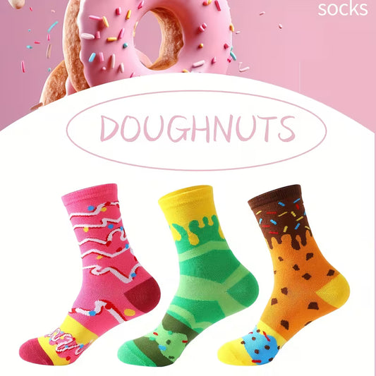 3 Pairs of Novelty And Fun Donut Socks